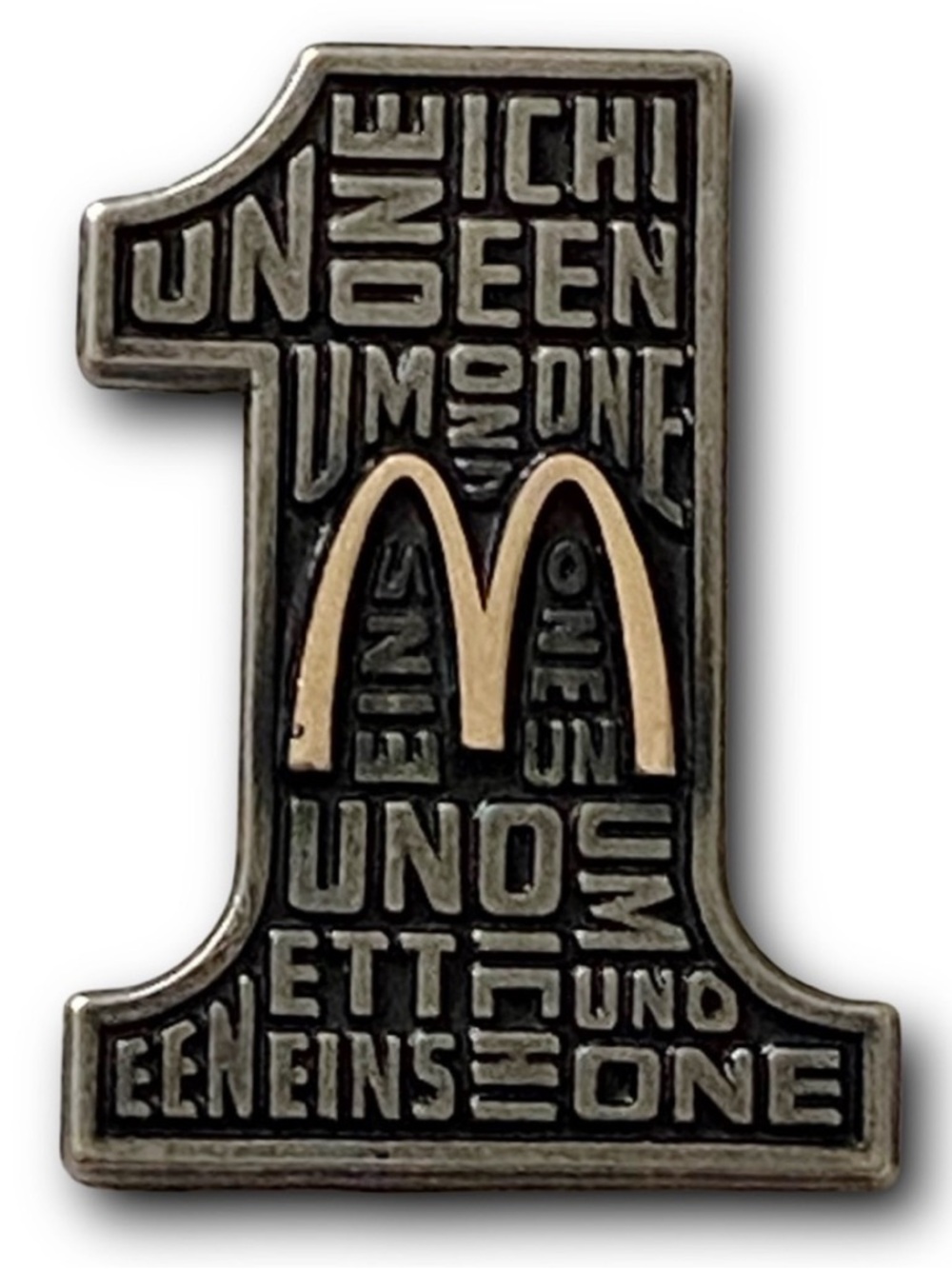 McDonald’s Pin 1 Year Service Anniversary Award 1/10 10KT GF Pewter Lapel Pin